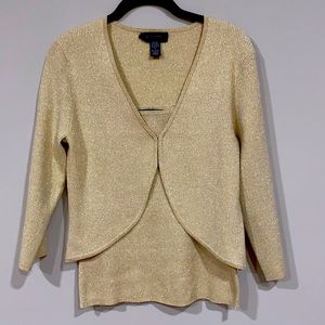 Pointelle Silk and Nylon Gold Lame’ Two Piece Knit